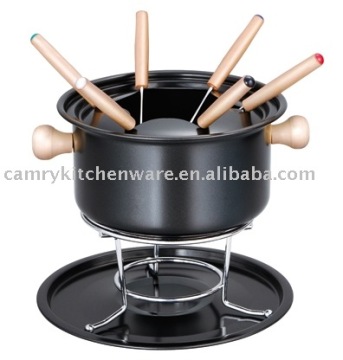 11PCS NON STICK CARBON STEEL FONDUE SET
