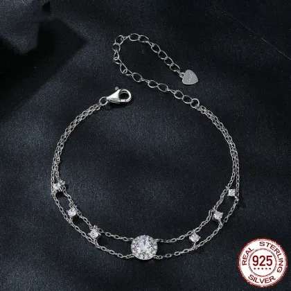 Double Moissanite Light Luxury Bracelet S925 Sterling Silver Platinum Plated Jewelry For Women