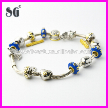 Customized Wholesale Animal Cat Enamel & Rhodium 925 Sterling Silver Manufacturer Charm Bracelets