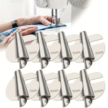8-Sized Wide Rolled Hemmer Foot: Spiral Curler for 3mm to 10mm Seam Finishing