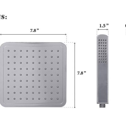 Bathroom wall mount overhead and hand shower set