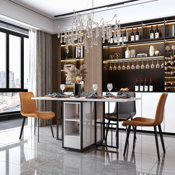 Modern Minimalist Small Apartment Folding Rectangular Slate Dining Table