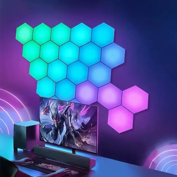 RGB LED Hexagon Light - Diy binnenwandlicht met afstandsbediening voor speelkamer en slaapkamerdecoratie