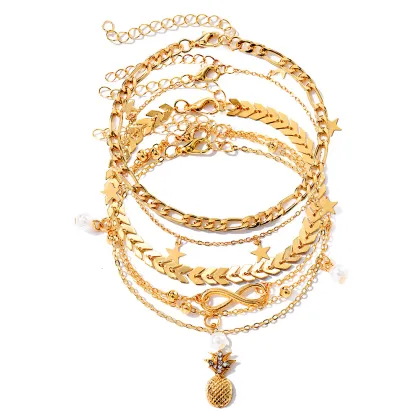 Multi-Layer Gold Alloy Anklet - Infinity Heart Star Butterfly Anklet for Women