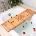 竹バスキャディトレイバスタブ調整可能な浴槽トレイ