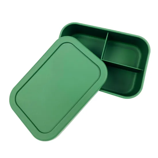 Portable, Leakproof, and Eco-Friendly 3 Compartment Silicone Food Storage Container for School Students