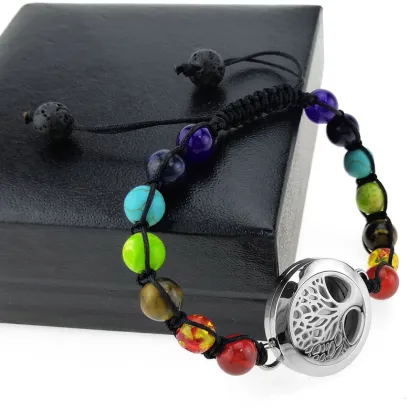 Chakra tree of life locket charm diffuser bracelet