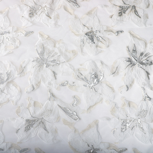 Jacquard Décor Floral Blanc