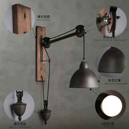 Industrial Nordic Bedroom Wall Scone Light - American Retro Foldable Arm Fixture