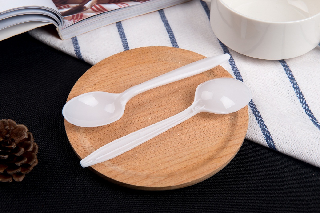 Individually Packed Black Compostable Forks Disposable Flatware for Dessert Ice Cream