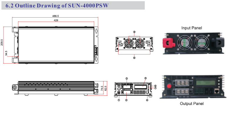 off Grid Inverter, 4000W Pure Sine Wave Inverter (SUN-4000PSW)