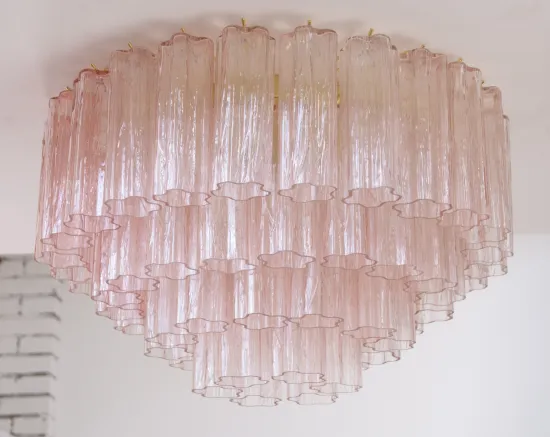 Murano Pink Glass Ceiling Lamp for Weddings