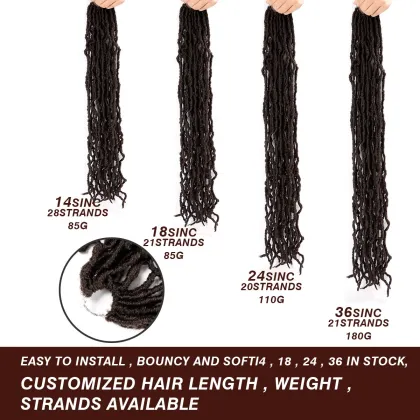 18 Inch Nu Faux Locs Crochet Hair Curly Wavy Goddess Locs Crochet Braids Hair Black Synthetic Faus Locs Braiding Hair for Women