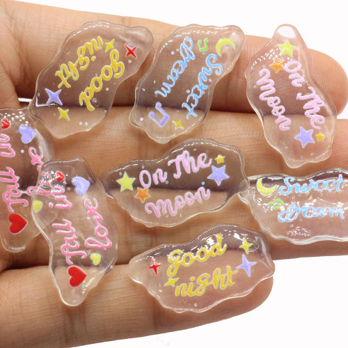 Mixed Transparent Clear Good Night Hear Star Letter Clouds Flat Back Resin Beads Decoration Charms  Children Jewelry Ornament