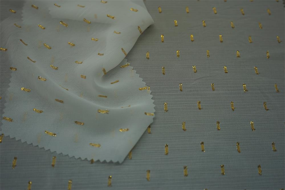 Gold Lurex Swiss Dot Jacquard Fabric
