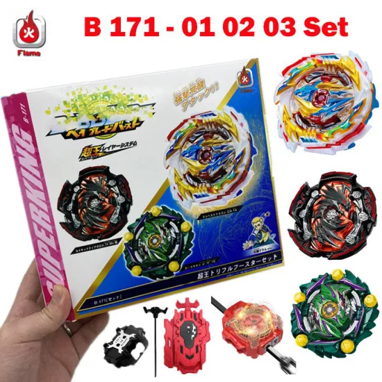 B-171 Burst Superking Triple Booster Spinning Top Tempest Dragon 01 02 03 Set Metal Fusion Battle Gyroscope Children Toys Boy