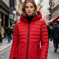 Mujer Chaqueta funcional con capucha y quitanieves.