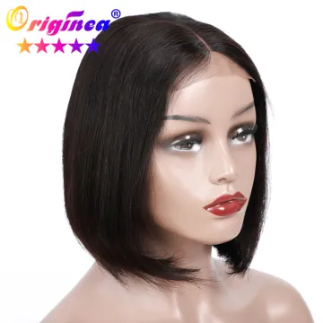 Cheap human hair short bob lace front wig with baby hair