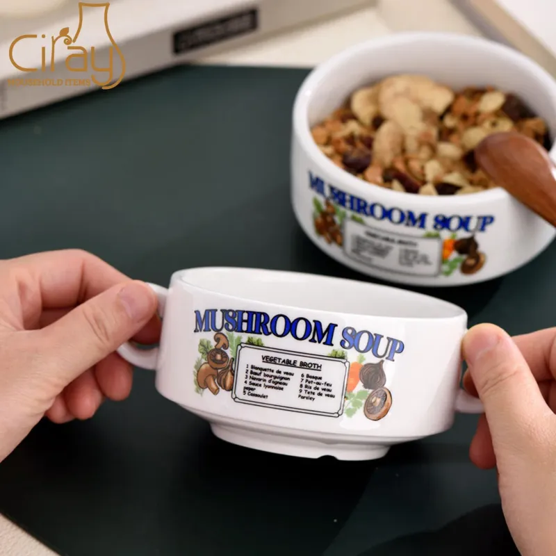 Retro American Thick Ceramic Bowl