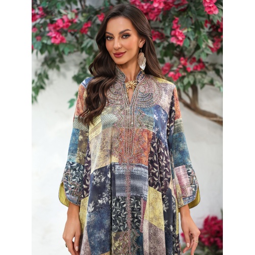 لباس ماکسی ساده Bohemian Patchwork برای زنان کافتان
