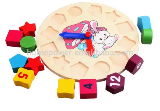 kids toy knob wooden puzzles clocks 3d diy wall bear craft small round wall clock educational clocks for toys