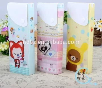 High Quality custom made plastic pencil box with printing,buttons for kids