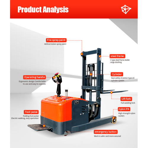 Heben von Semi Electric Pallet Stapler Walking -Typ