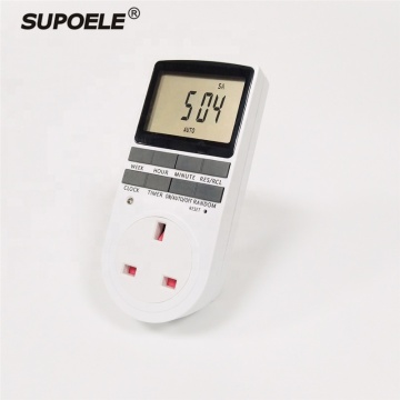 UK Plug-in Electronic Digital Time Switch, 230V 13A, Daily/Weekly Programmable Kitchen Timer Socket