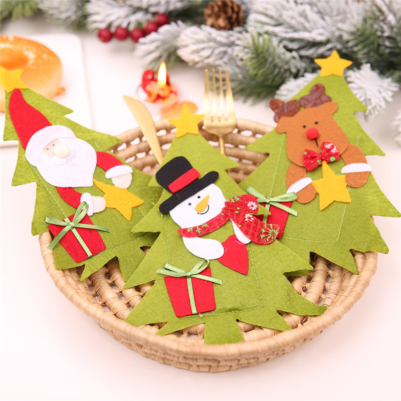 Xmas Knife and Fork Sleeve Christmas Decorations for Home Cristmas Ornament Happy New Year 2021 Decoration Natal Noel Navidad