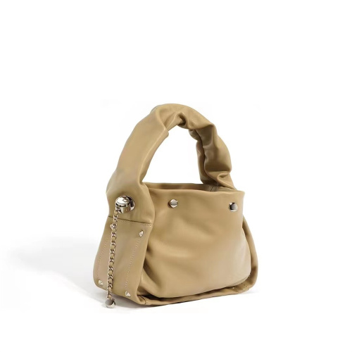 Fashion Chain Handle: Genuine Leather Cloud Bag