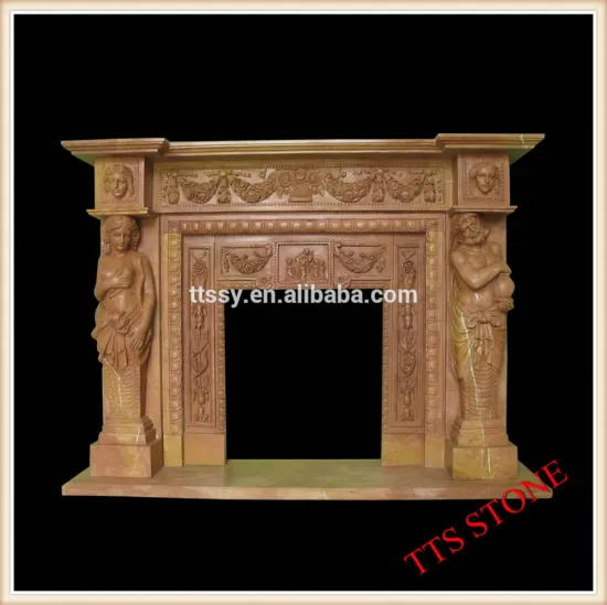 Stone sculpture marble fireplace mantel