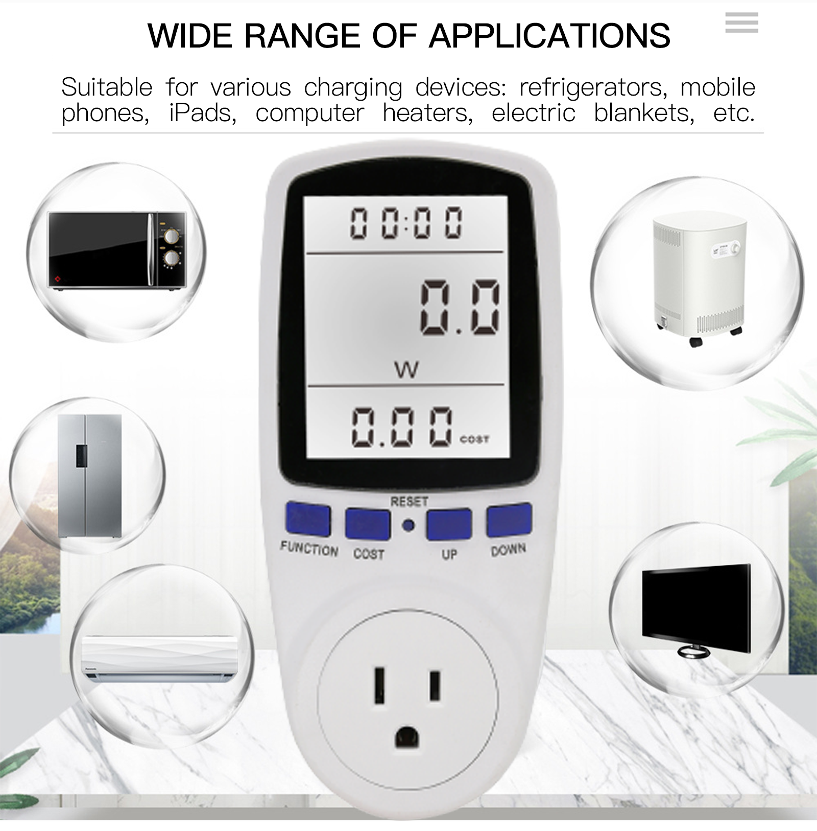 suitable for various charging devices：refrigerators mobile phones，ipads，computer heaters，electric blankets，etc