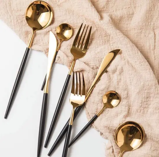 Black Gold Electroplating Stainless Steel Flatware Set