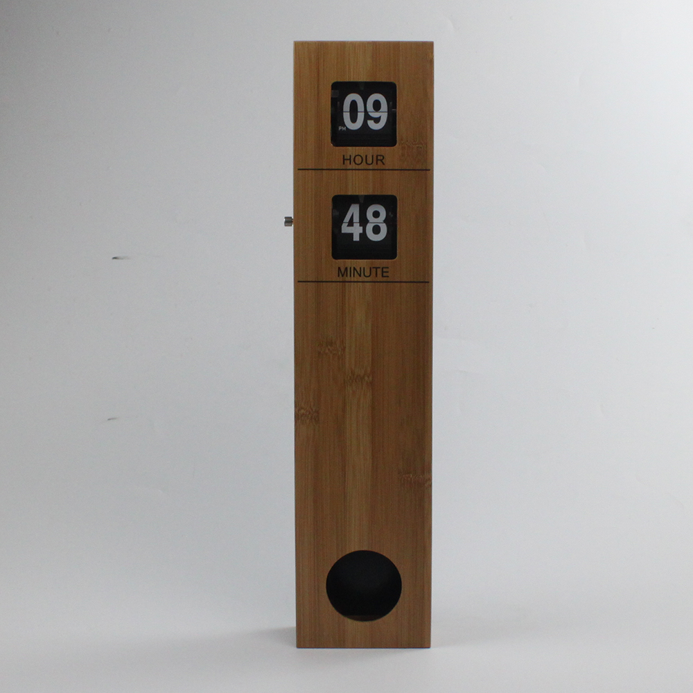 Cuboid Wooden Pendulum Flip Clock
