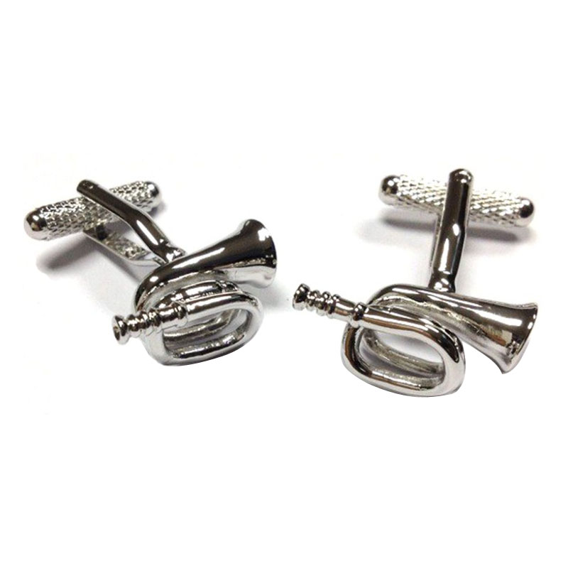 Bugle Novelty Cufflinks Silver Finish