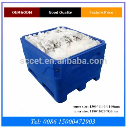1000L Fork liftable fish container keep fish cold frozen containers ( 4 slots by forklift )