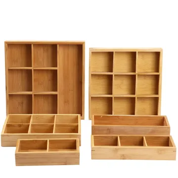Bamboo Multi-Grid Rustic Wood Display Tray for Hotpot Food