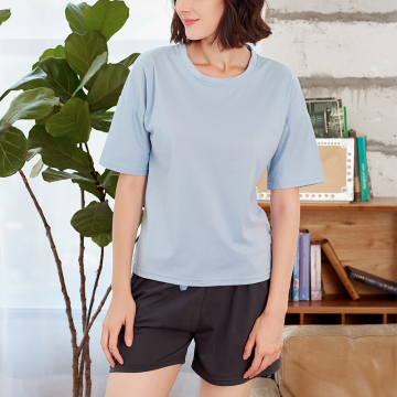 Cotton Women's Solid Color Sleepwear Set with Shorts - Plus Size Pajamas