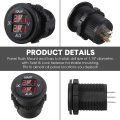 12V Auto Boat Motorcycle LED Digital Voltmeter Aux