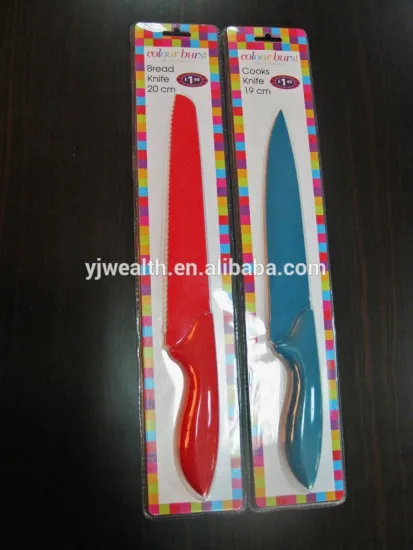 2 pics TPR handle no stick painted kitchen knife +PP block have different color