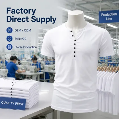 Men's Short Sleeve Henley Shirt T-Shirt