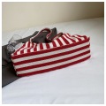 Striped Tote Shoulder Bag With Multi Pockets