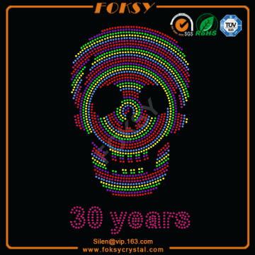 Multicolored Skull 30 Years rhinestone motif