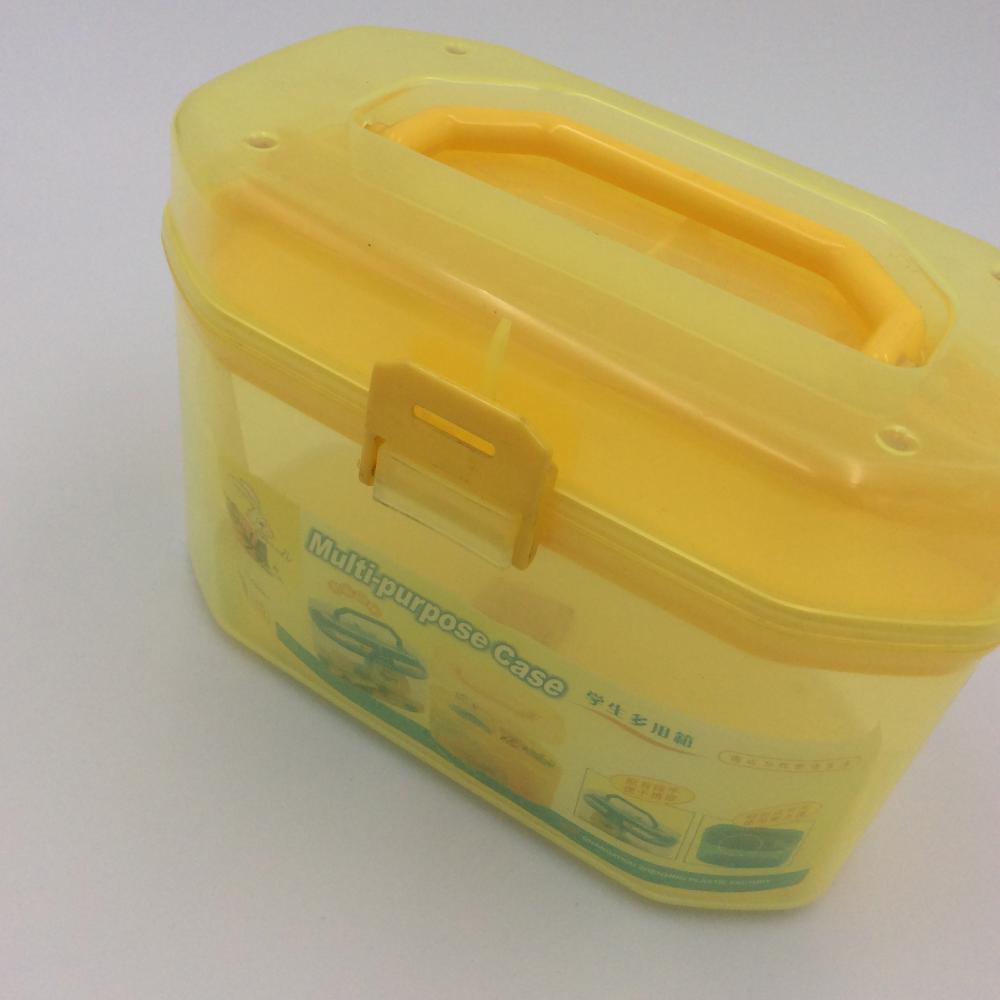 yellow household plastic storage box