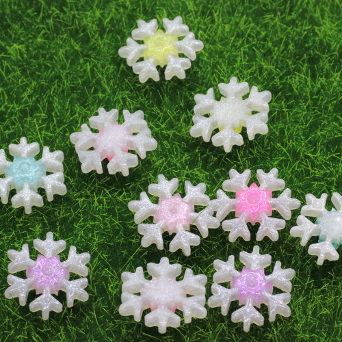 Assorted 22MM Glitter Snowflake Beads Flatback Resin Christmas Snowflakes Cabochons DIY Hair Bows Crafts Ornaments Decoration