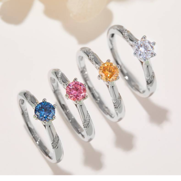 Χονδρικό S925 STERLING Silver Open Six-Prong Ring με Moissanite και Diamonds for Women's Proposal Wedding Gift