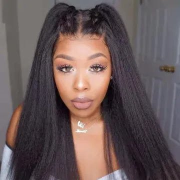 Cheap Human Hair Lace Front Wig With Baby Hair Pre Plucked Full HD Closure Lace Frontal Wig Raw Indian Virgin Hair Yaki Straight