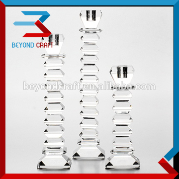 tall crystal standing pillar candle holder