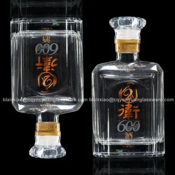 Thick Bottom Clear Glass Gin Bottles 500ML Glass Bottle for Alcohol