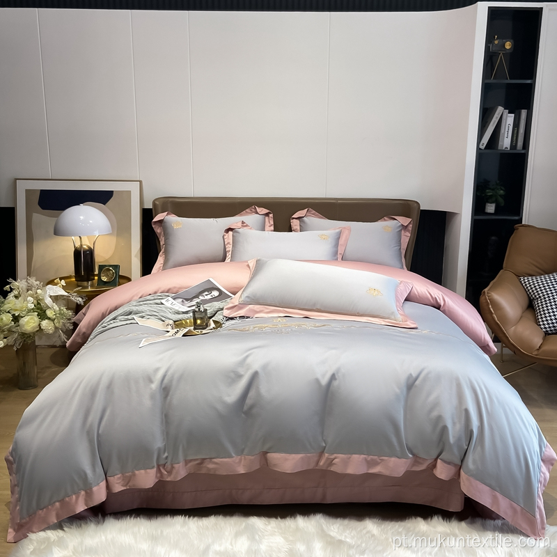 Cama de cama de luxo Conjunto 100 de algodão bordado